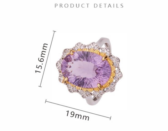 Natural Topaz Amethyst and Citrine Ring With Oval Cut